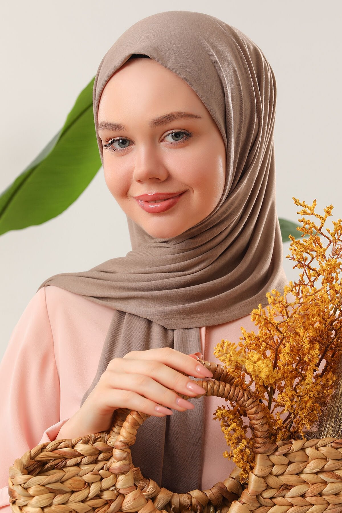 Tesettür Kadın Pratik Penye Şal Sütlü Kahve - Standart