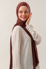 Tesettür Kadın Pratik Penye Şal Çikolata - Standart