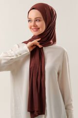 Tesettür Kadın Pratik Penye Şal Çikolata - Standart