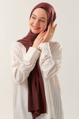 Tesettür Kadın Pratik Penye Şal Çikolata - Standart