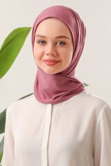 Tesettür Kadın Pratik Penye Şal Gül Kurusu - Standart