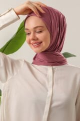 Tesettür Kadın Pratik Penye Şal Gül Kurusu - Standart