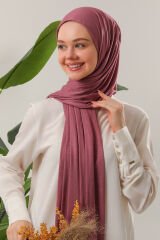 Tesettür Kadın Pratik Penye Şal Gül Kurusu - Standart