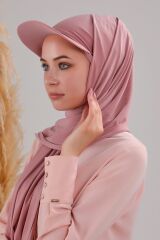 Kadın Tesettür Şapkalı Pratik Boneli Hazır Şal Pudra - Standart