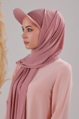 Kadın Tesettür Şapkalı Pratik Boneli Hazır Şal Pudra - Standart