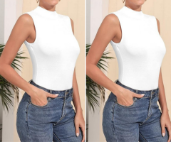 Kadın Tesettür Badi Balıkçı Yakalı Body Beyaz-Beyaz