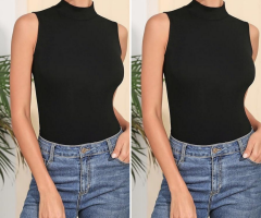 Kadın Tesettür Badi Balıkçı Yakalı Body Siyah-Siyah