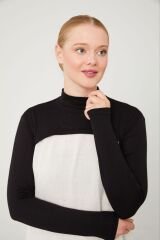 Kadın Tesettür Balıkçı Yakalı Boyunluklu Kolluk Siyah