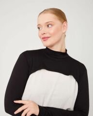 Kadın Tesettür Balıkçı Yakalı Boyunluklu Kolluk Siyah