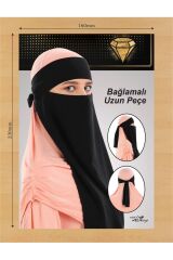 Kadın Tesettür Taşlı Dış Bone Siyah - Tek Ebat