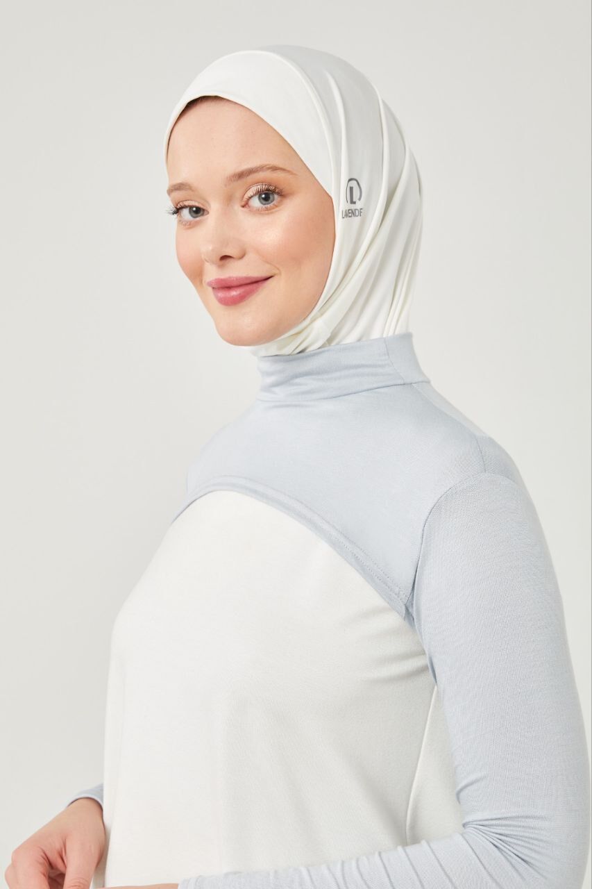 Kadın Tesettür Balıkçı Yakalı Boyunluklu Kolluk Açık Gri