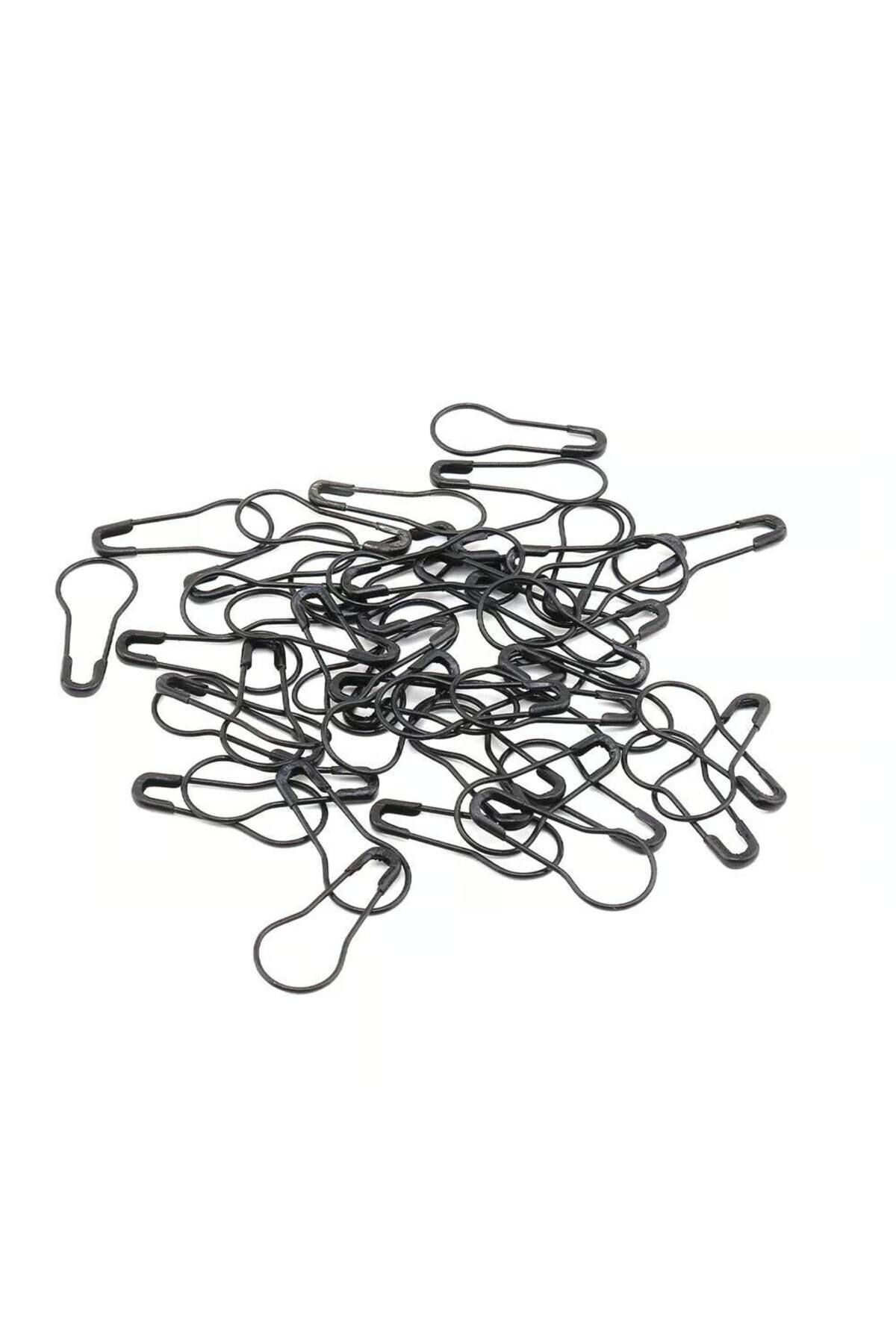 Kadın Tesettür ve Çok Amaçlı Armut Çengelli İğne 50 Adet - Siyah - Tek Ebat