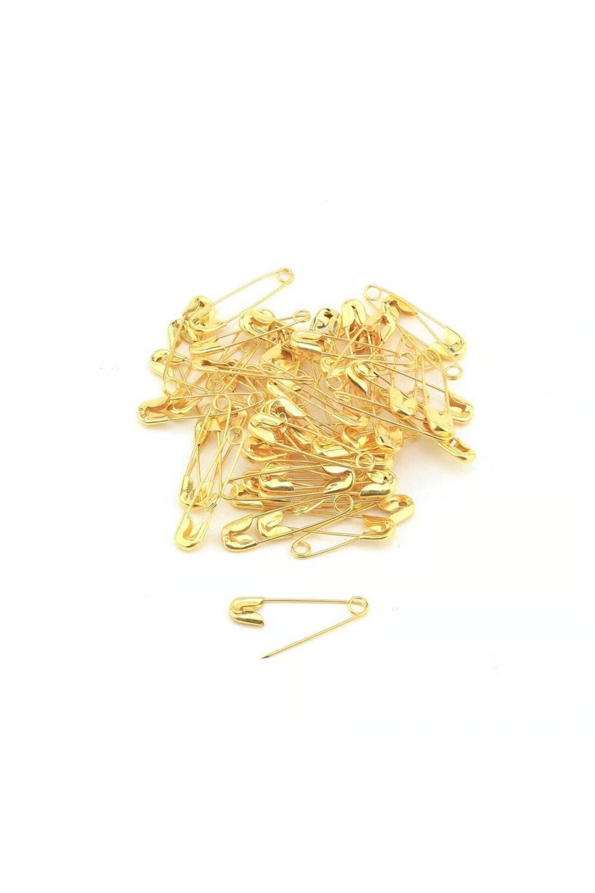 Kadın Tesettür ve Çok Amaçlı Armut Çengelli İğne 50 Adet - Gold - Tek Ebat