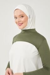 Kadın Tesettür Balıkçı Yakalı Boyunluklu Kolluk Haki