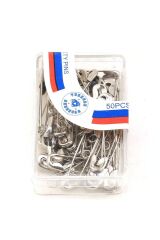 Kadın Tesettür ve Çok Amaçlı Armut Çengelli İğne 50 Adet - Gümüş Gri - Tek Ebat