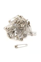 Kadın Tesettür ve Çok Amaçlı Armut Çengelli İğne 50 Adet - Gümüş Gri - Tek Ebat