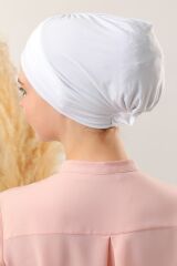 Kadın Üç Bantlı Çapraz Hazır Türban Dış Bone Beyaz - Standart