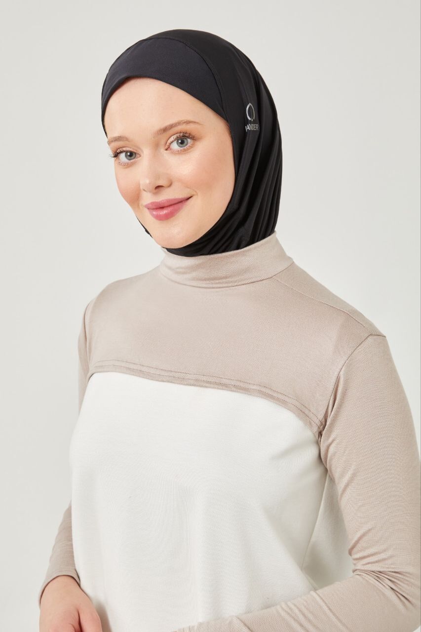 Kadın Tesettür Balıkçı Yakalı Boyunluklu Kolluk Taş Rengi