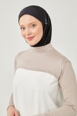 Kadın Tesettür Balıkçı Yakalı Boyunluklu Kolluk Taş Rengi