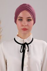Kadın Üç Bantlı Çapraz Hazır Türban Dış Bone Mor - Standart
