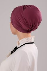 Kadın Üç Bantlı Çapraz Hazır Türban Dış Bone Mor - Standart