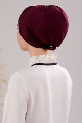 Kadın Üç Bantlı Çapraz Hazır Türban Dış Bone Mürdüm - Standart