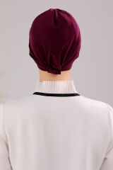 Kadın Üç Bantlı Çapraz Hazır Türban Dış Bone Mürdüm - Standart