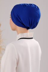 Kadın Üç Bantlı Çapraz Hazır Türban Dış Bone Saks Mavisi - Standart