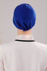 Kadın Üç Bantlı Çapraz Hazır Türban Dış Bone Saks Mavisi - Standart