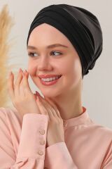 Kadın Üç Bantlı Çapraz Hazır Türban Dış Bone Taş - Standart