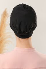 Kadın Üç Bantlı Çapraz Hazır Türban Dış Bone Taş - Standart