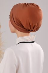 Kadın Üç Bantlı Çapraz Hazır Türban Dış Bone Taba - Standart