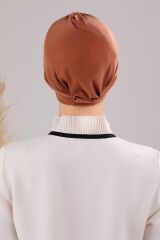 Kadın Üç Bantlı Çapraz Hazır Türban Dış Bone Taba - Standart