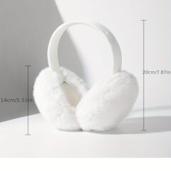 Kadın Soğuktan Koruyucu Soft Peluş Kışlık Kulaklık Kulak Isıtıcı Beyaz