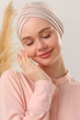 Kadın Üç Bantlı Çapraz Hazır Türban Dış Bone Siyah - Standart