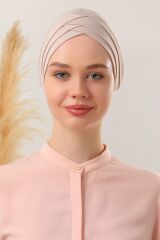 Kadın Üç Bantlı Çapraz Hazır Türban Dış Bone Siyah - Standart