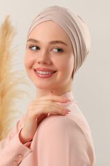 Kadın Üç Bantlı Çapraz Hazır Türban Dış Bone Siyah - Standart