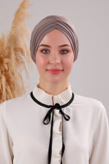 Kadın Üç Bantlı Çapraz Hazır Türban Dış Bone Vizon - Standart