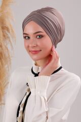 Kadın Üç Bantlı Çapraz Hazır Türban Dış Bone Vizon - Standart