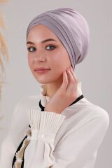 Kadın Üç Bantlı Çapraz Hazır Türban Havuz Deniz Dış Bone Açık Gri - Standart