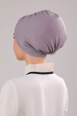 Kadın Üç Bantlı Çapraz Hazır Türban Havuz Deniz Dış Bone Açık Gri - Standart