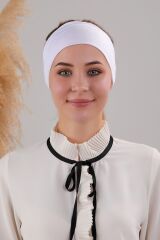 Sihirli Yapışkanlı Kaymayan Bandana Spor Bone Beyaz - Standart