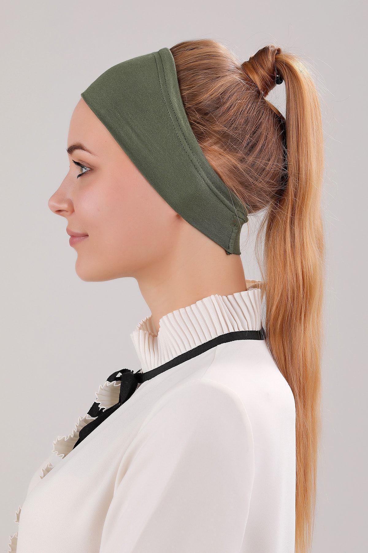 Sihirli Yapışkanlı Kaymayan Bandana Spor Bone Haki - Standart