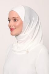 Kadın Tesettür Cimafit Nefes Alan Hazır Pratik Hijab Bone Beyaz