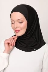 Kadın Tesettür Cimafit Nefes Alan Hazır Pratik Hijab Bone Siyah