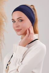Sihirli Yapışkanlı Kaymayan Bandana Spor Bone Lacivert - Standart