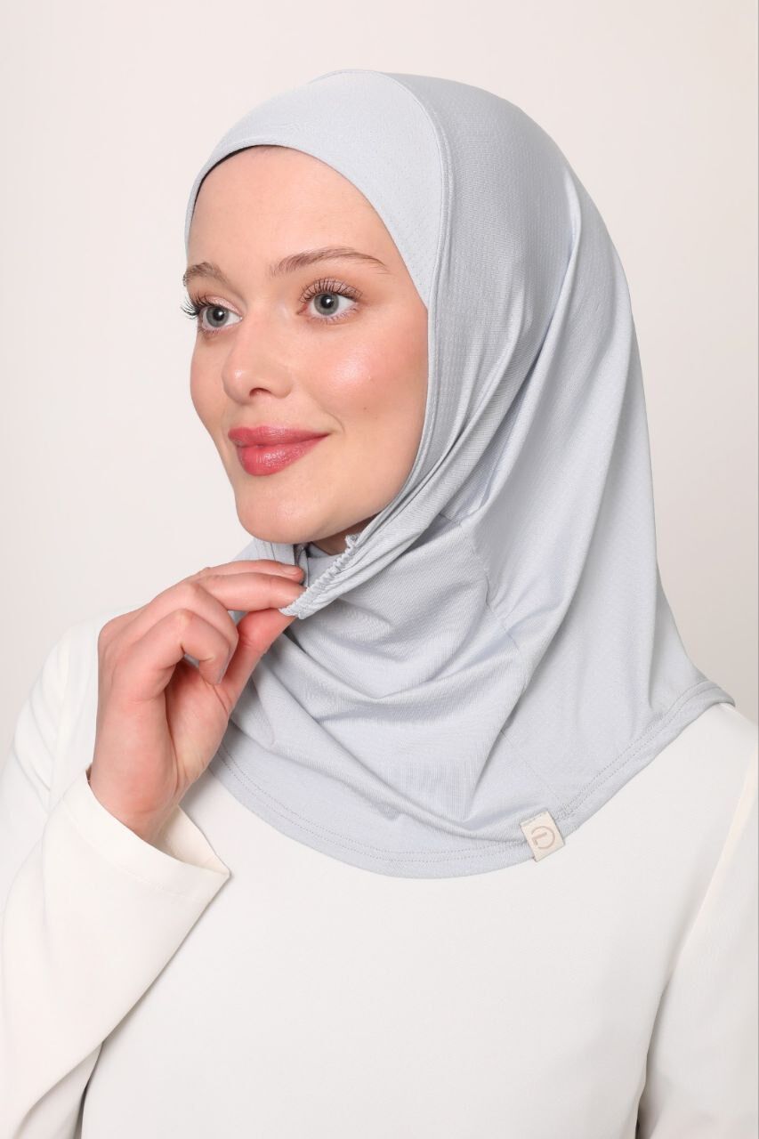 Kadın Tesettür Cimafit Nefes Alan Hazır Pratik Hijab Bone Açık Gri