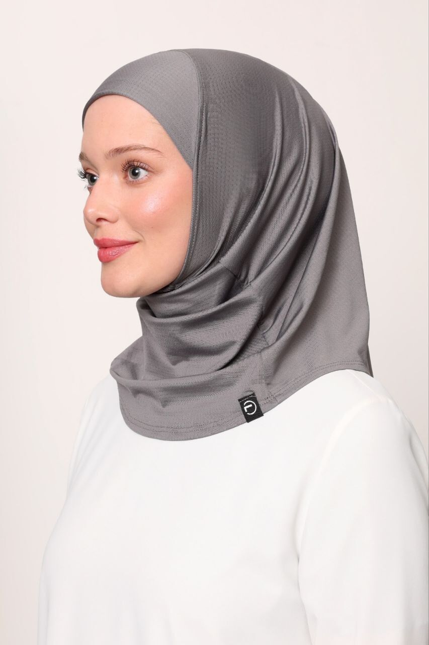 Kadın Tesettür Cimafit Nefes Alan Hazır Pratik Hijab Bone Koyu Gri