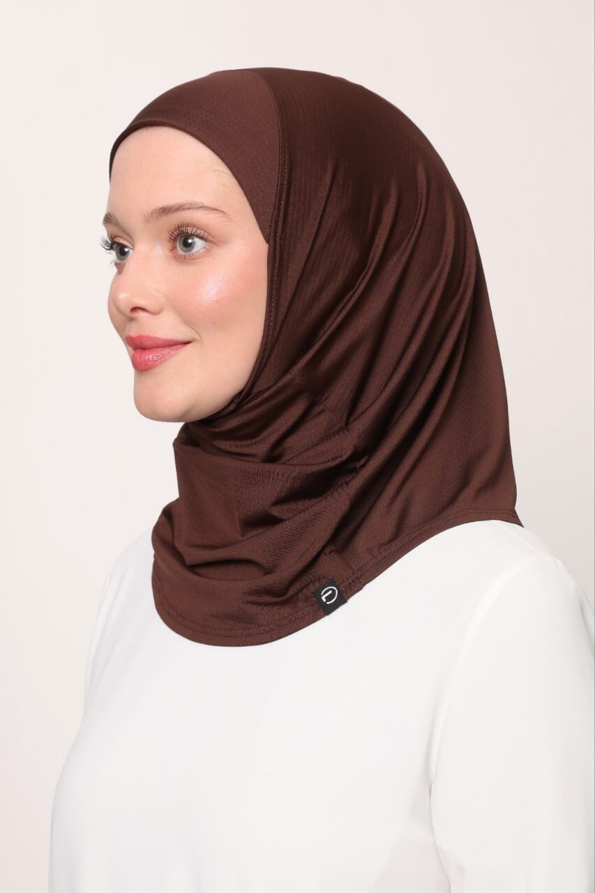 Kadın Tesettür Cimafit Nefes Alan Hazır Pratik Hijab Bone Kahverengi