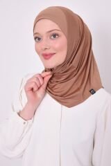 Kadın Tesettür Cimafit Nefes Alan Hazır Pratik Hijab Bone Sütlü Kahve